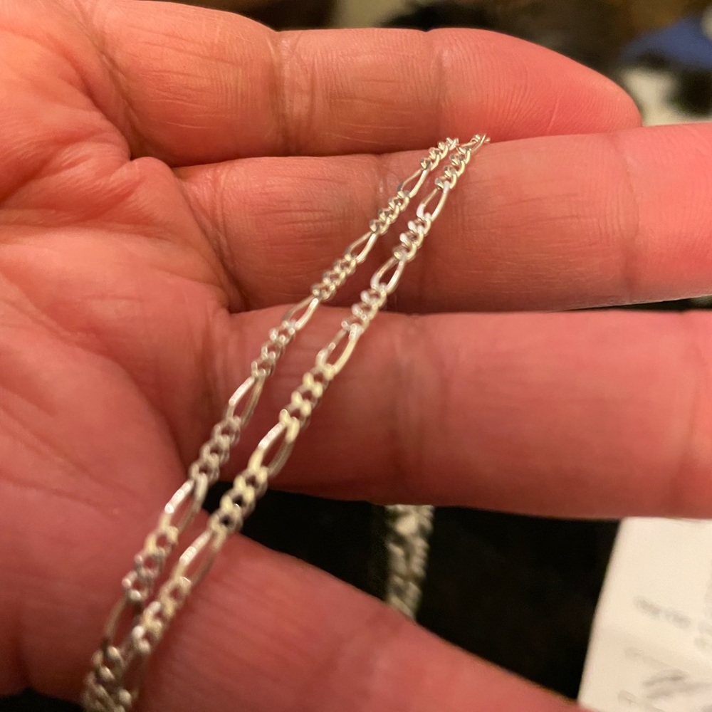 1 Sterling Silver Figaro  Chain